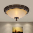 Vintage Brass Led Flush Lamp With Amber Glass For Balcony - 12.5’/15’ Wide / 12.5’