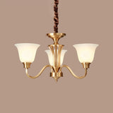 Vintage Brass Pendant Chandelier With Frosted Glass For Flared Stair Ceilings 3 /