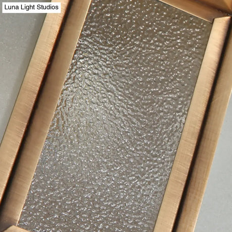 Vintage Brass Square Flush Mount Light With Frosted Glass Shades - Perfect For Bedrooms And Hallways