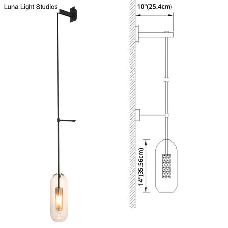 Vintage Brass Wall Lamp With Clear Glass Cylinder Shade - 1-Light Sconce For Corridor & Living Room
