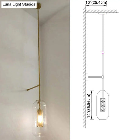 Vintage Brass Wall Lamp With Clear Glass Cylinder Shade - 1-Light Sconce For Corridor & Living Room