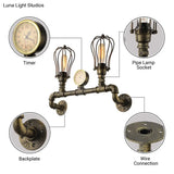 Vintage Brass Wall Lamp With Water Drop Cage Shade - 2 Bulb Living Room Fixture