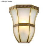 Vintage Brass Wall Light With Opal Glass Shade - Flared Design For Indoor Lighting