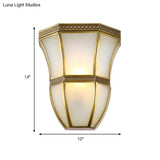 Vintage Brass Wall Light With Opal Glass Shade - Flared Design For Indoor Lighting
