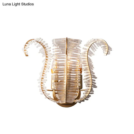 Vintage Brass Wall Mounted Light Fixture With Leaf Shaped Clear Glass For Living Room - Choose From