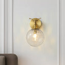 Vintage Brass Wall Sconce With Clear Water Glass Shade - Indoor Lamp Fixture