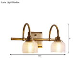 Vintage Brass Wall Sconce With Ribbed Glass Shade For Bathroom Vanity - 1/2/3 Light Options