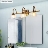 Vintage Brass Wall Sconce With Ribbed Glass Shade For Bathroom Vanity - 1/2/3 Light Options