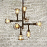 Vintage Bronze Iron Cage Chandelier Lamp - 8/12 Heads Stylish Wire Design Perfect For Dining Room 8