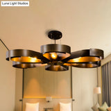 Vintage Bronze/Rust Flower Chandelier - Farmhouse Style 6-Light Pendant Light With Adjustable Cord