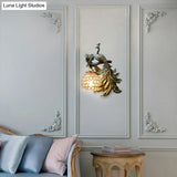 Vintage Bronze Wall Sconce With Phenix Resin Design - Perfect For Living Room