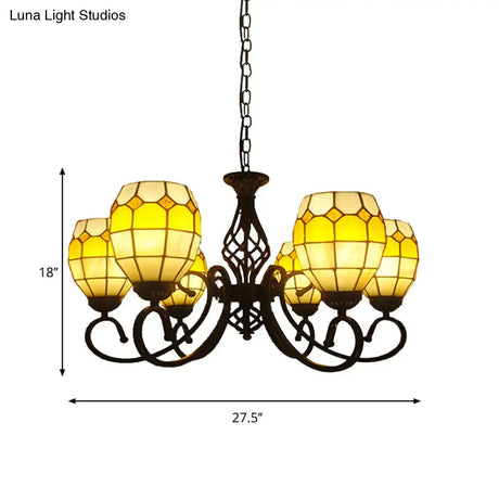Vintage Brown Glass Oval Pendant Chandelier With 6/8 Lights For Living Room