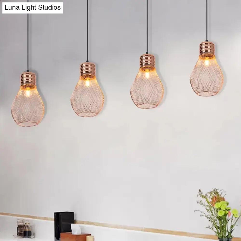 Vintage Bulb Cage Pendant Light In Rose Gold For Restaurants