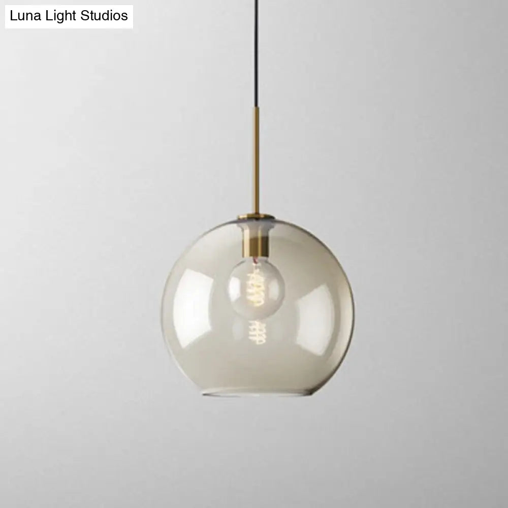 Vintage Brass Pendant Lamp With Geometric Glass Shade - 1-Light Cafe Hanging Light