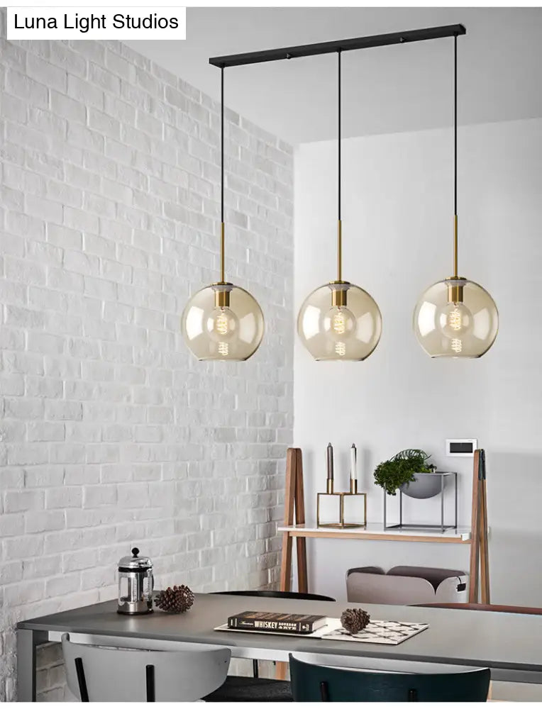 Vintage Brass Pendant Lamp With Geometric Glass Shade - 1-Light Cafe Hanging Light