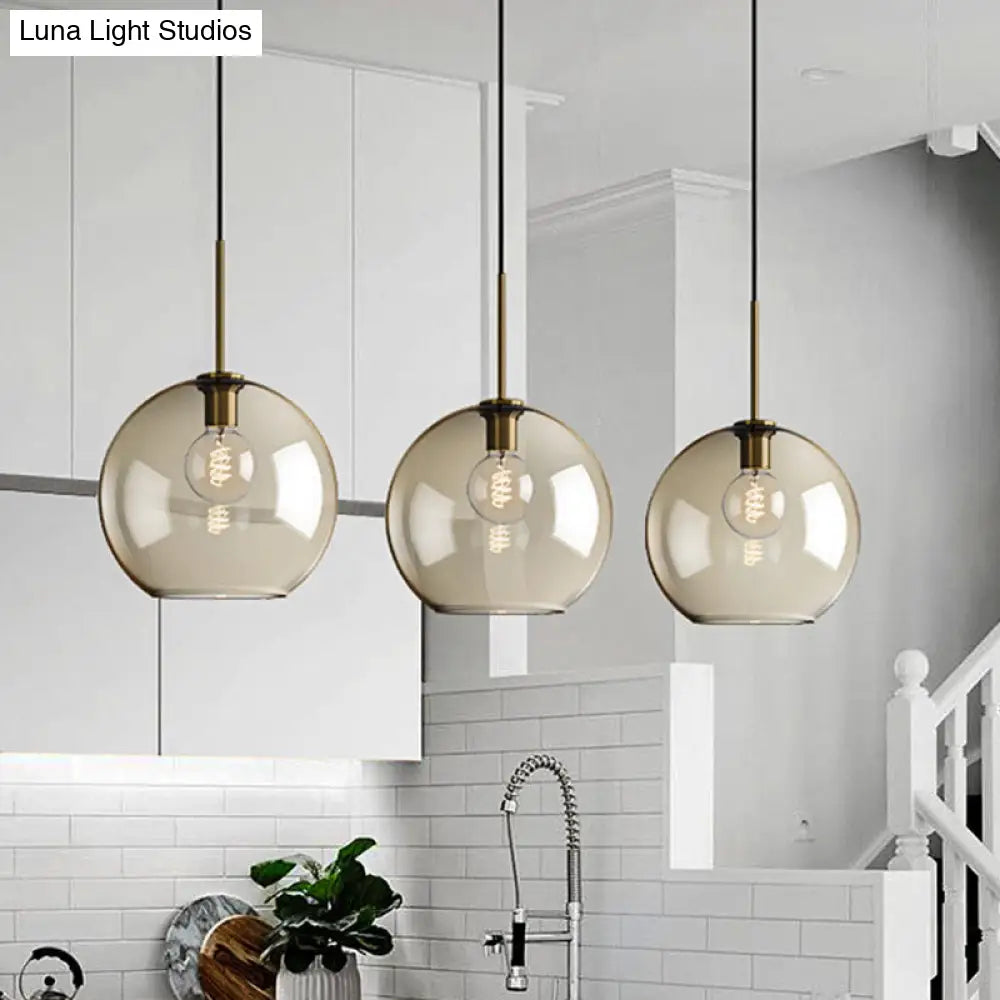 Vintage Brass Pendant Lamp With Geometric Glass Shade - 1-Light Cafe Hanging Light
