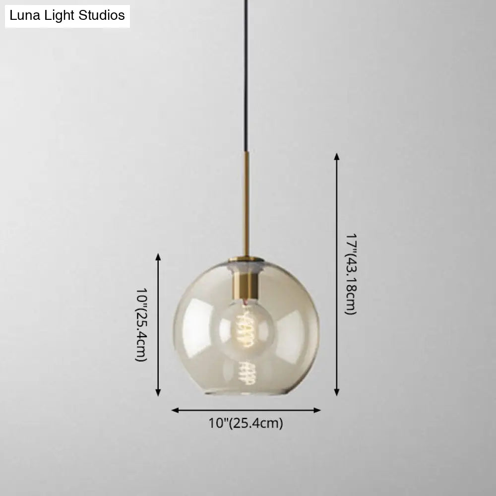 Vintage Brass Pendant Lamp With Geometric Glass Shade - 1-Light Cafe Hanging Light