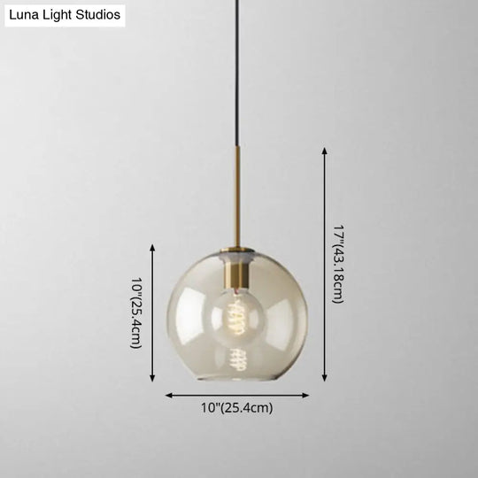 Vintage Brass Pendant Lamp With Geometric Glass Shade - 1-Light Cafe Hanging Light