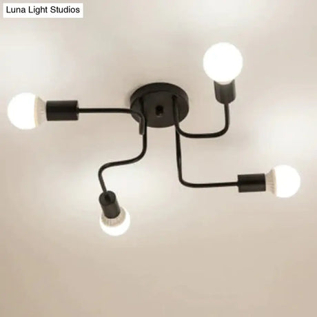 Vintage Ceiling Lights Iron Personality For Living & Bed Room 4 Heads No Bulb / Warm Light 110V
