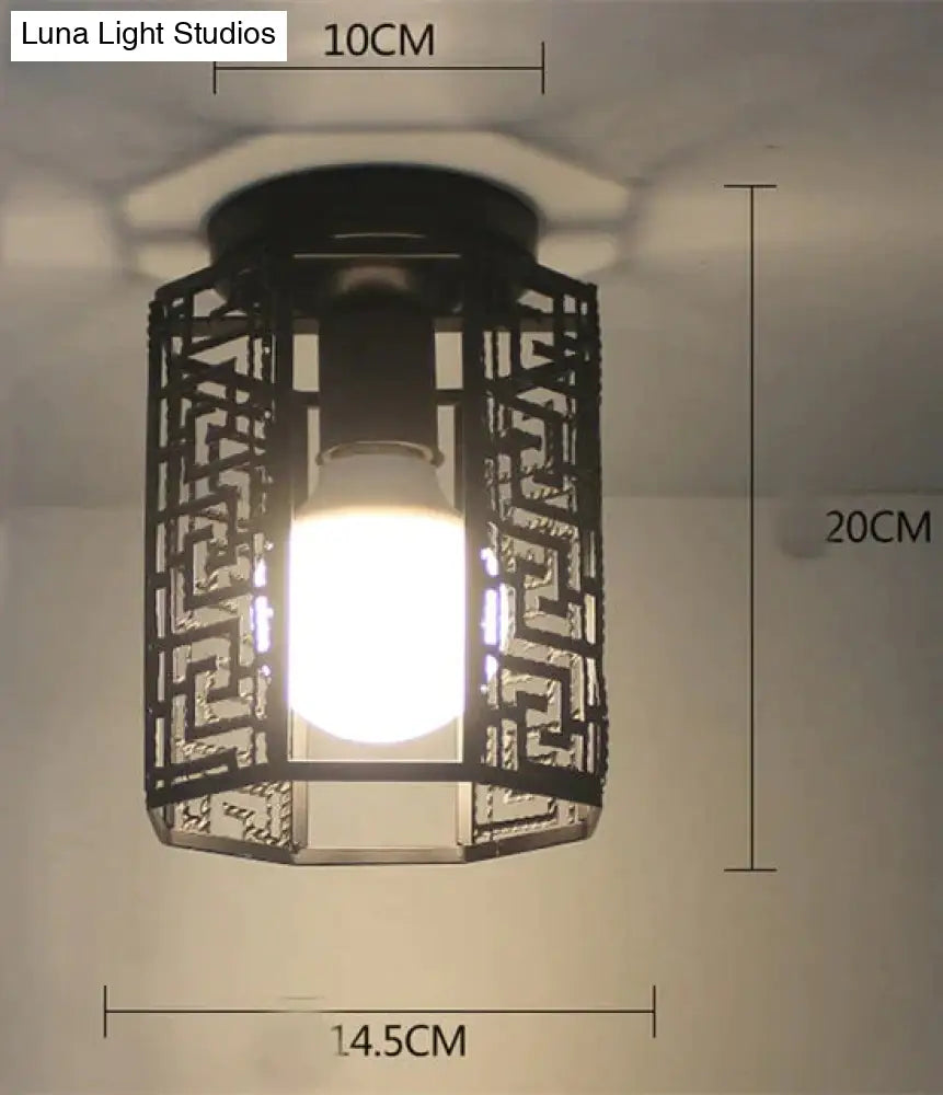 Vintage Ceiling Lights Lustre Luminaria Led Lamp Loft Iron Cage Fixtures Lighting