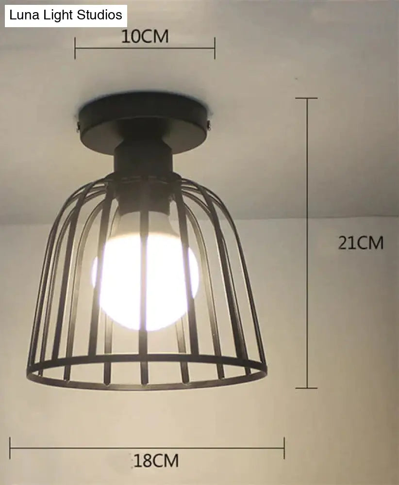 Vintage Ceiling Lights Lustre Luminaria Led Lamp Loft Iron Cage Fixtures Lighting