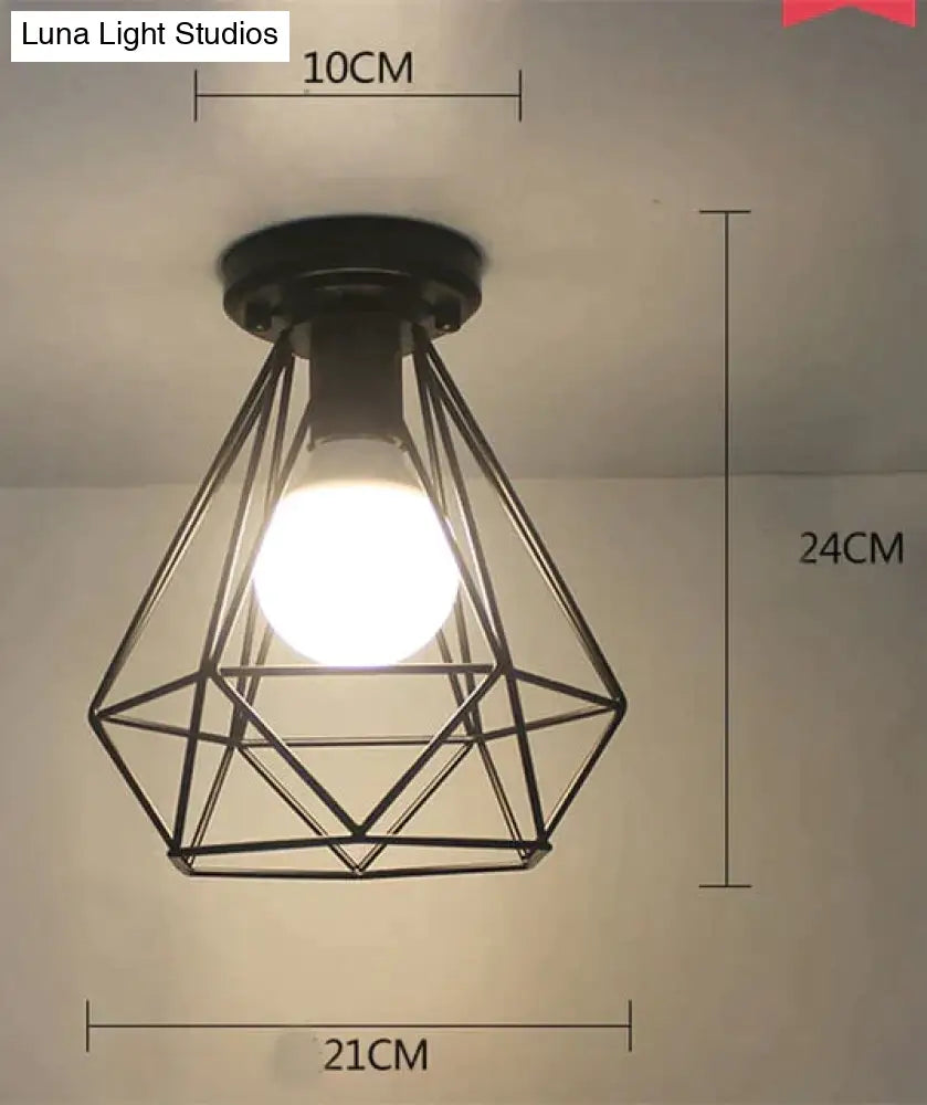Vintage Ceiling Lights Lustre Luminaria Led Lamp Loft Iron Cage Fixtures Lighting