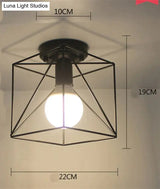 Vintage Ceiling Lights Lustre Luminaria Led Lamp Loft Iron Cage Fixtures Lighting 15