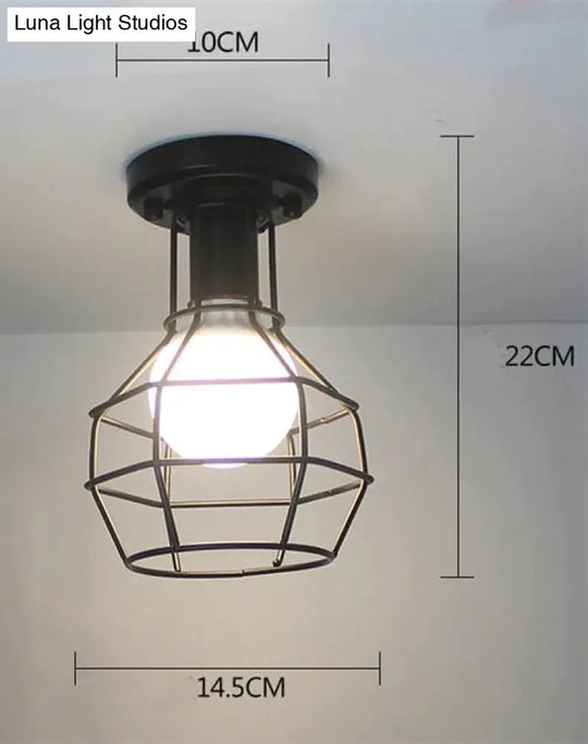 Vintage Ceiling Lights Lustre Luminaria Led Lamp Loft Iron Cage Fixtures Lighting