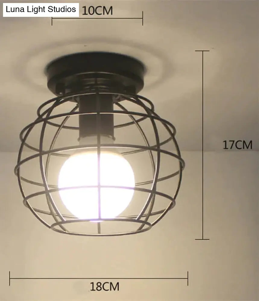 Vintage Ceiling Lights Lustre Luminaria Led Lamp Loft Iron Cage Fixtures Lighting