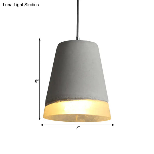 Vintage Cement Pendant Light - Grey 1-Head Bell Ceiling Lamp With Resin Detail