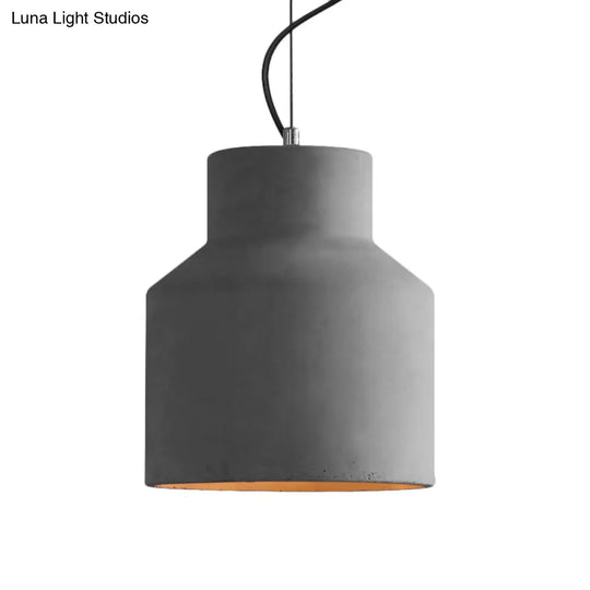 Vintage Cement Dome Ceiling Light In Grey - 1-Light Mini Pendant Lamp For Restaurants
