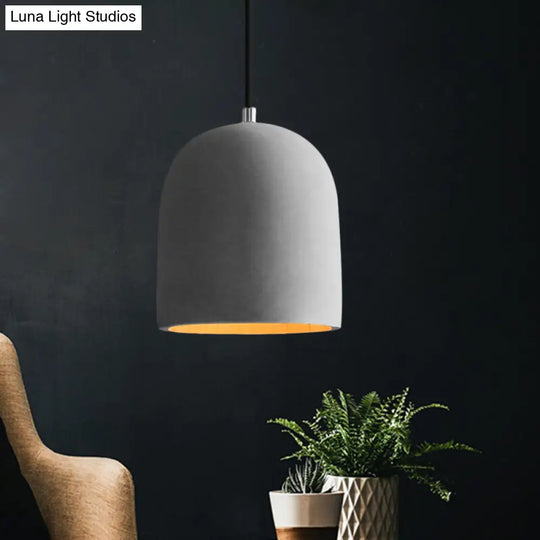 Vintage Cement Mini Pendant Light For Restaurants - Dome/Can/Barn Style With 1 5-8 Wide Grey / 5.5