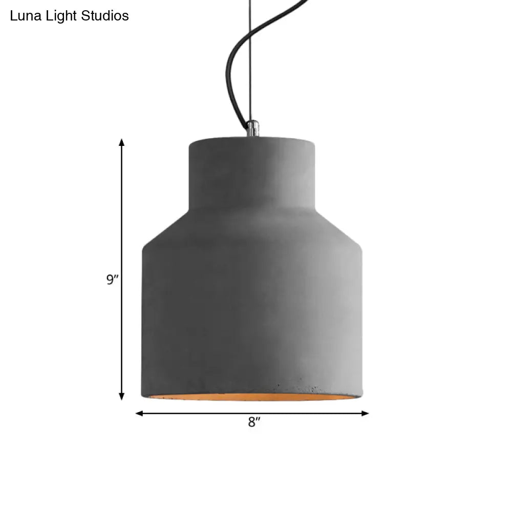 Vintage Cement Dome Ceiling Light In Grey - 1-Light Mini Pendant Lamp For Restaurants