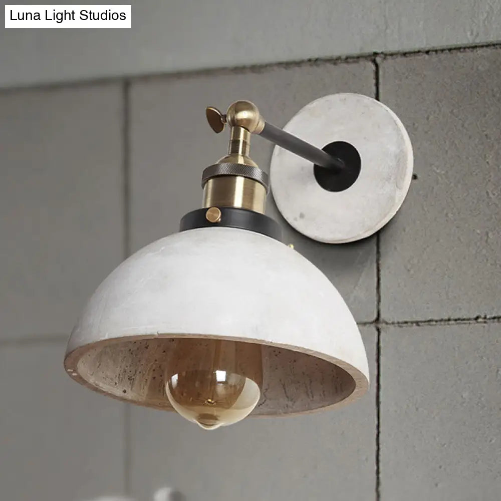 Vintage Cement Grey Cone/Bowl/Dome Wall Light Sconce - Rotatable 1-Light Kitchen Lamp / Bowl