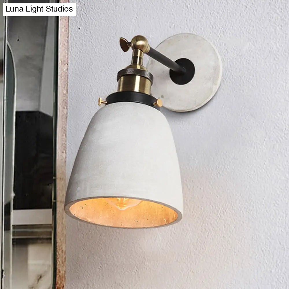 Vintage Cement Grey Cone/Bowl/Dome Wall Light Sconce - Rotatable 1-Light Kitchen Lamp / Dome