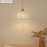 Vintage Ceramic Dome Suspension Lamp With Hollow Out Design Blue/Pink 1-Light Hanging Fixture