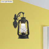 Vintage Clear Glass Lantern Wall Sconce For Outdoor Lighting With Single Bulb In Black/Bronze/Copper