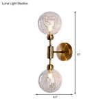 Vintage Clear Glass Wall Sconce Lighting With 1/2 Lights Orb Black/Gold Fixture
