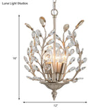 Vintage Clear Teardrop Crystal Chandelier Lamp - Leaf Design 4 Lights Champagne Ceiling Hanging