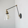 Vintage Cone Wall Light - Clear Glass Mounted Lamp With Long Arm