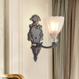 Vintage Cone White Ribbed Glass Wall Mounted Lamp For Living Room - 1/2 Bulbs Lighting Idea 1 /
