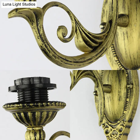 Vintage Conic Sconce Lamp: Stained Glass Wall Lighting In White/Green For Corridors