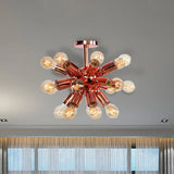 Vintage Copper Finish 6/9 Lights Starburst Semi Flush Ceiling Light For Bedroom 15 /