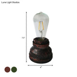 Vintage Copper/Gold Finish Plug-In Desk Lamp With Bare Bulb - 1-Light Metallic Small Table For Study