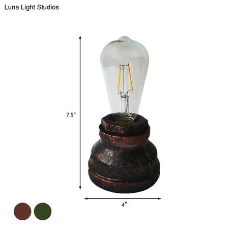 Vintage Copper/Gold Finish Plug-In Desk Lamp With Bare Bulb - 1-Light Metallic Small Table For Study