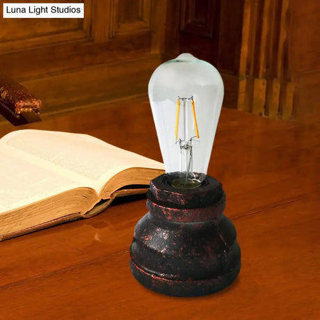 Vintage Copper/Gold Finish Plug-In Desk Lamp With Bare Bulb - 1-Light Metallic Small Table For Study