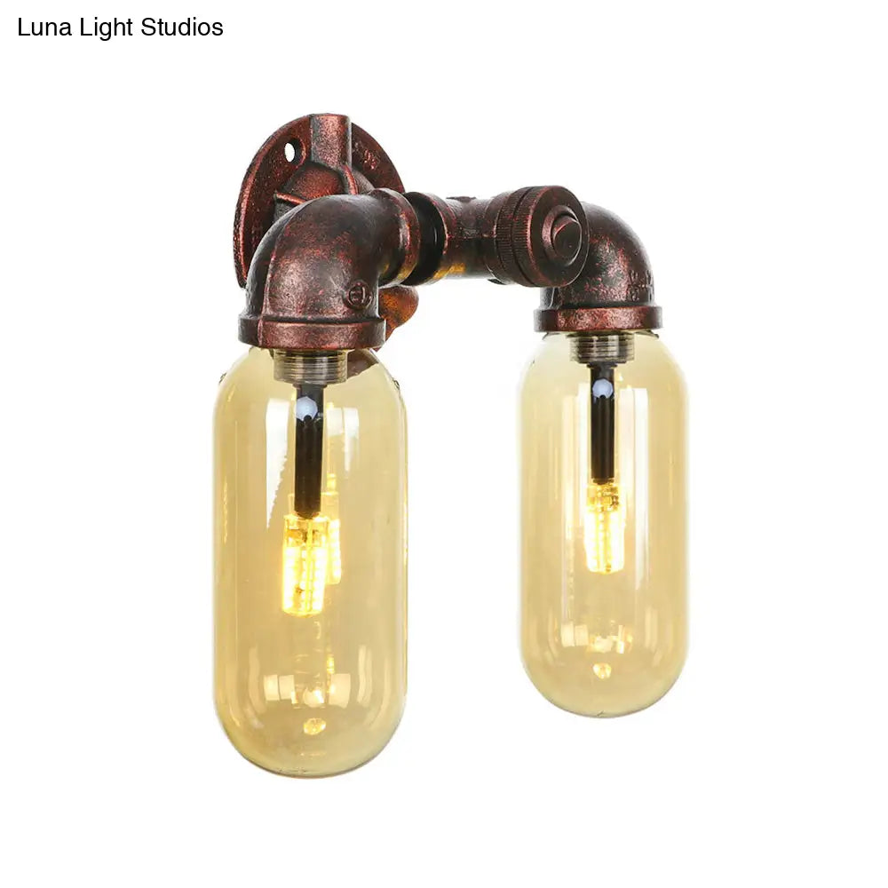 Vintage Copper Water Pipe Sconce Lamp - 2/4 Lights For Living Room Led Wall Mount Lighting