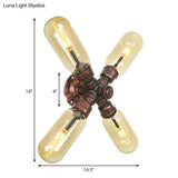 Vintage Copper Water Pipe Sconce Lamp - 2/4 Lights For Living Room Led Wall Mount Lighting