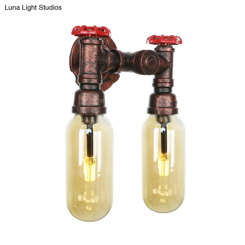 Vintage Copper Water Pipe Sconce Lamp - 2/4 Lights For Living Room Led Wall Mount Lighting