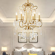 Vintage Crystal and Metal 6-Light Pendant for Bedroom with Gold Finish Gold